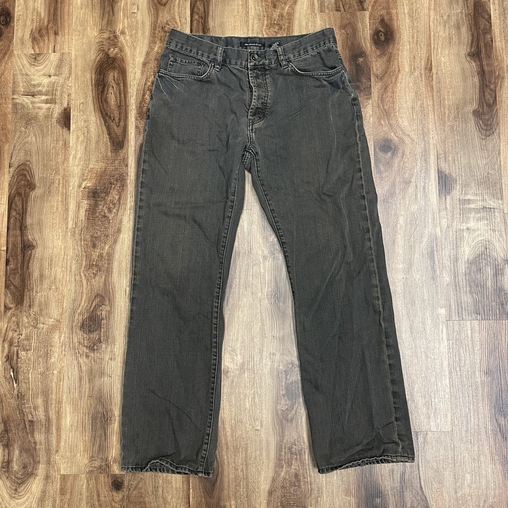 John Varvatos Mens 33R Black Button Fly Denim Jeans Authentic Fit Straight Leg